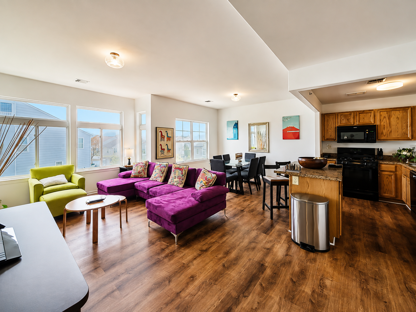 Living room and kitchen